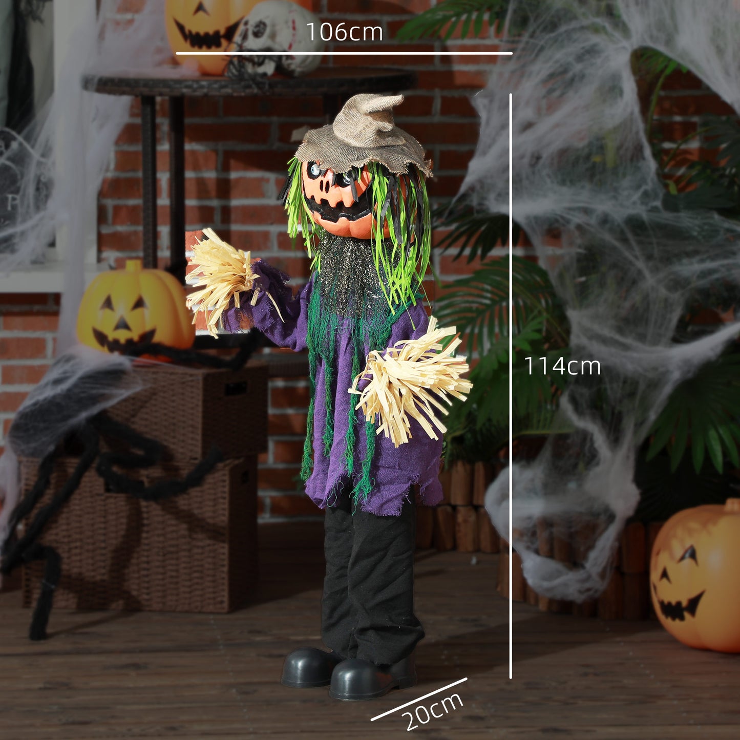 HOMCOM 114cm 45" Pumpkin Outdoor Halloween Decoration