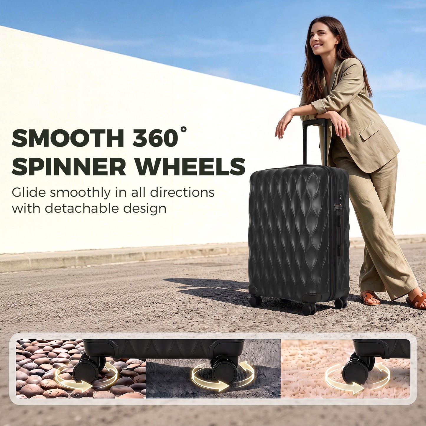 HOMCOM 28Inch Suitcase, ABS Hard Shell Checked Luggage with TSA Lock, Spinner Wheels, Telescopic Handle, Black
