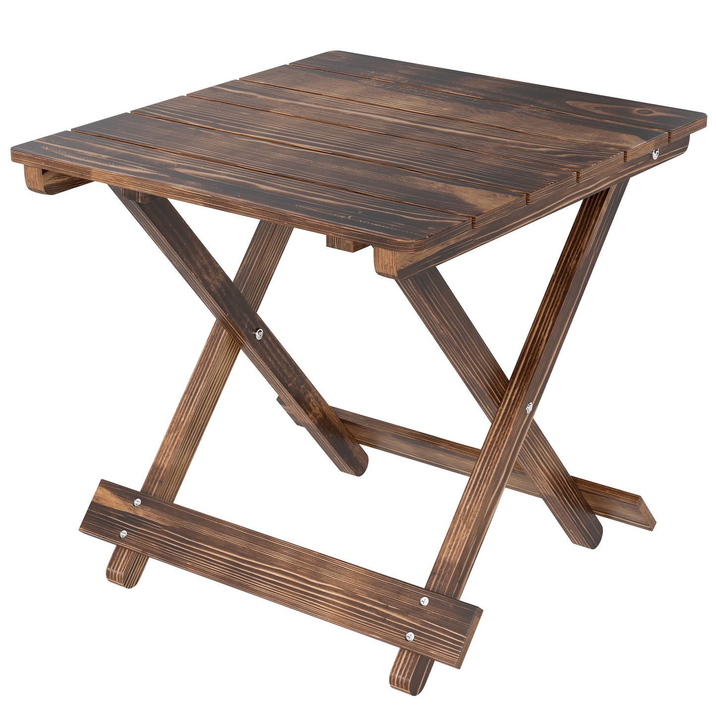 Outsunny Fir Wood Folding Coffee Table, Lightweight Small Garden Table, Portable Folding Side Table for Balcony