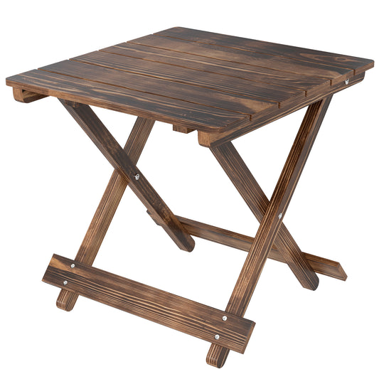 Outsunny Fir Wood Folding Coffee Table, Lightweight Small Garden Table, Portable Folding Side Table for Balcony