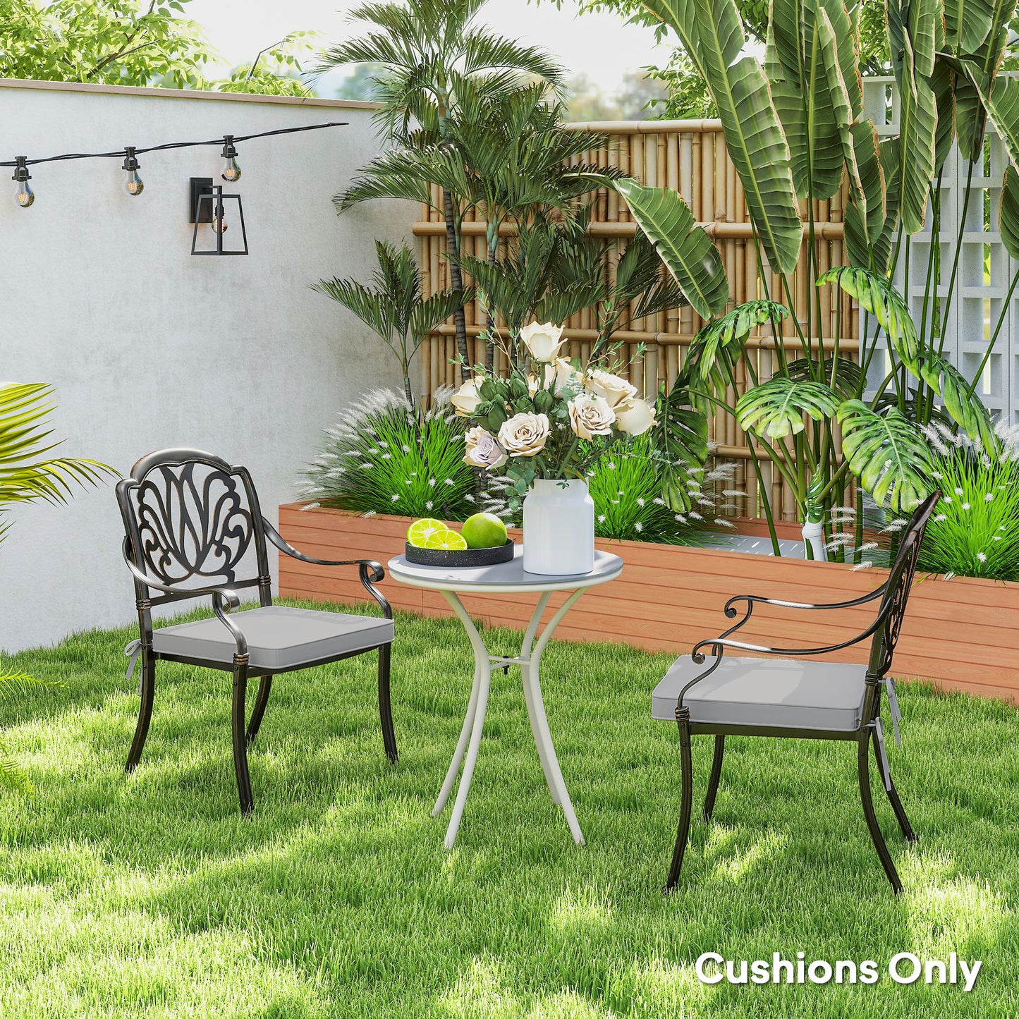 Outsunny Set of 2 Garden Chair Cushions - Light Grey