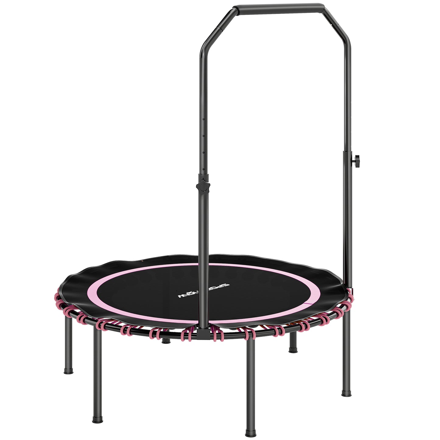 SPORTNOW 40'' Foldable Fitness Trampoline, Mini Bungee Rebounder with 5-Level Adjustable Handle for Adults, Indoor/Outdoor Exercise, Pink