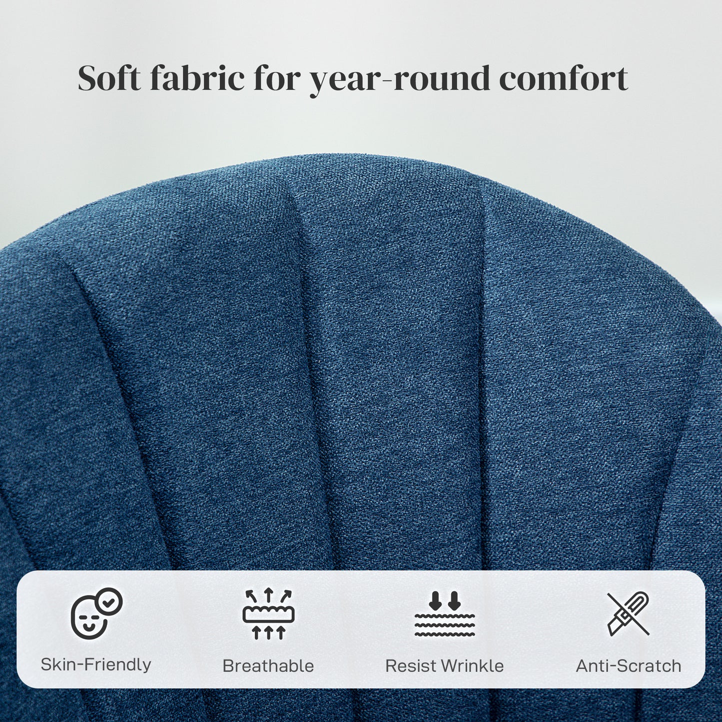 HOMCOM Velvet Dining Chairs Set of 2, Modern Upholstered, Metal Legs, Shell Backrest, Padded Seat for Dining Room, Bedroom, Living Room, Blue