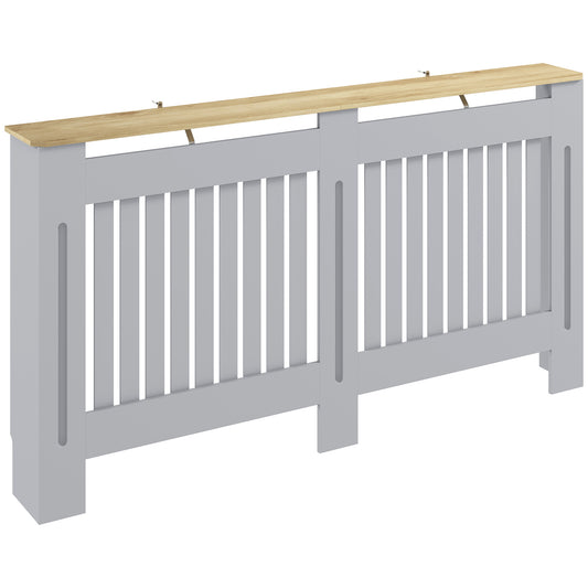 HOMCOM Slatted Radiator Cover, Painted Cabinet with Line Grill Design, 152L × 19W × 81H cm, Grey