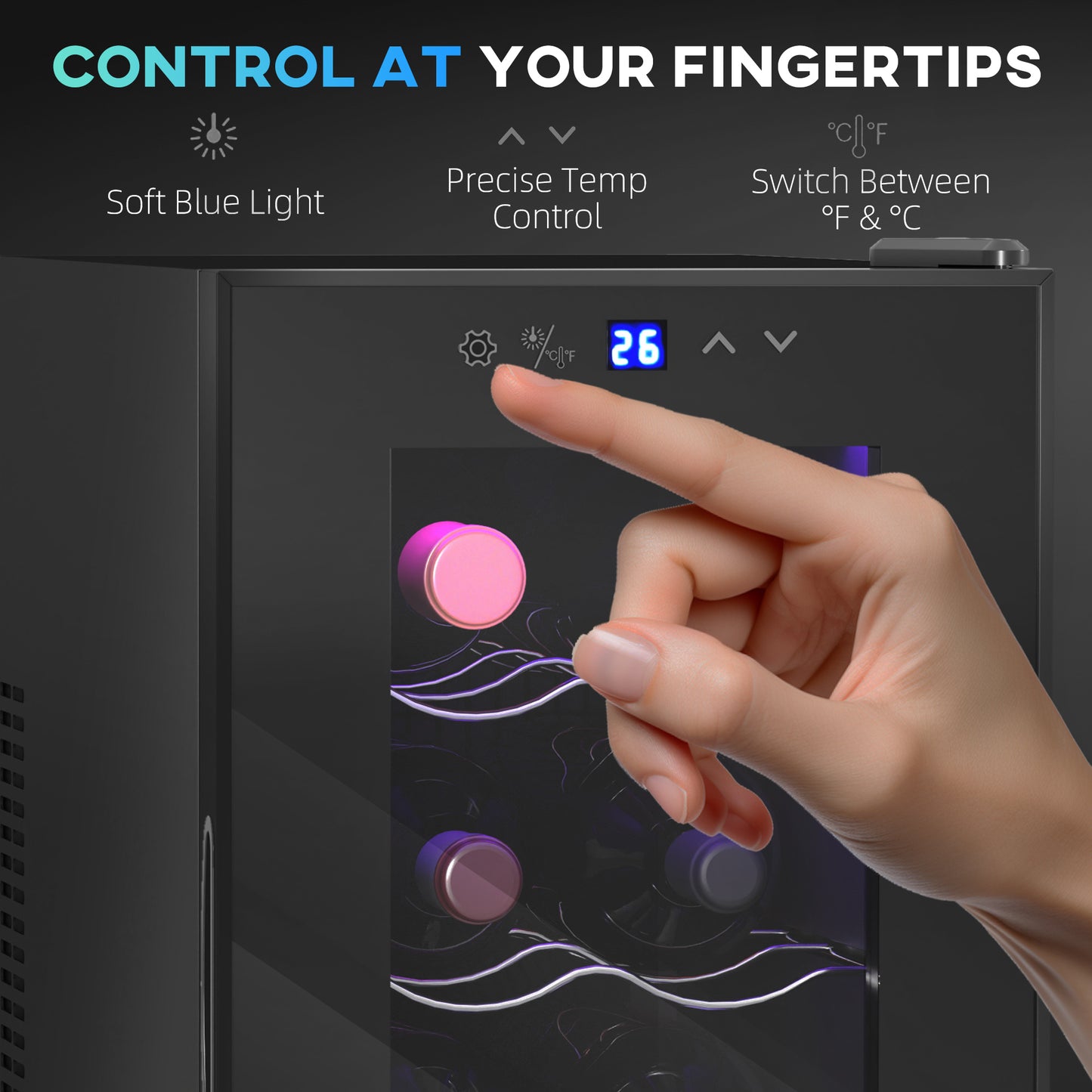 HOMCOM Mini Freestanding Wine Cooler Fridge, 8 Bottle