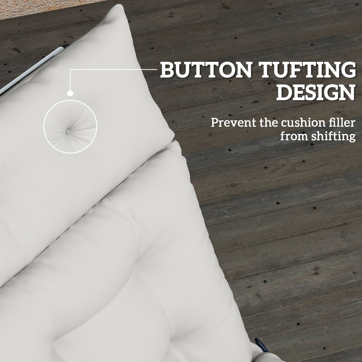 Outsunny Sun Lounger Cushion, 190x56x10cm, UPF20+ Fabric, Replacement with 6 Ties, Light Grey