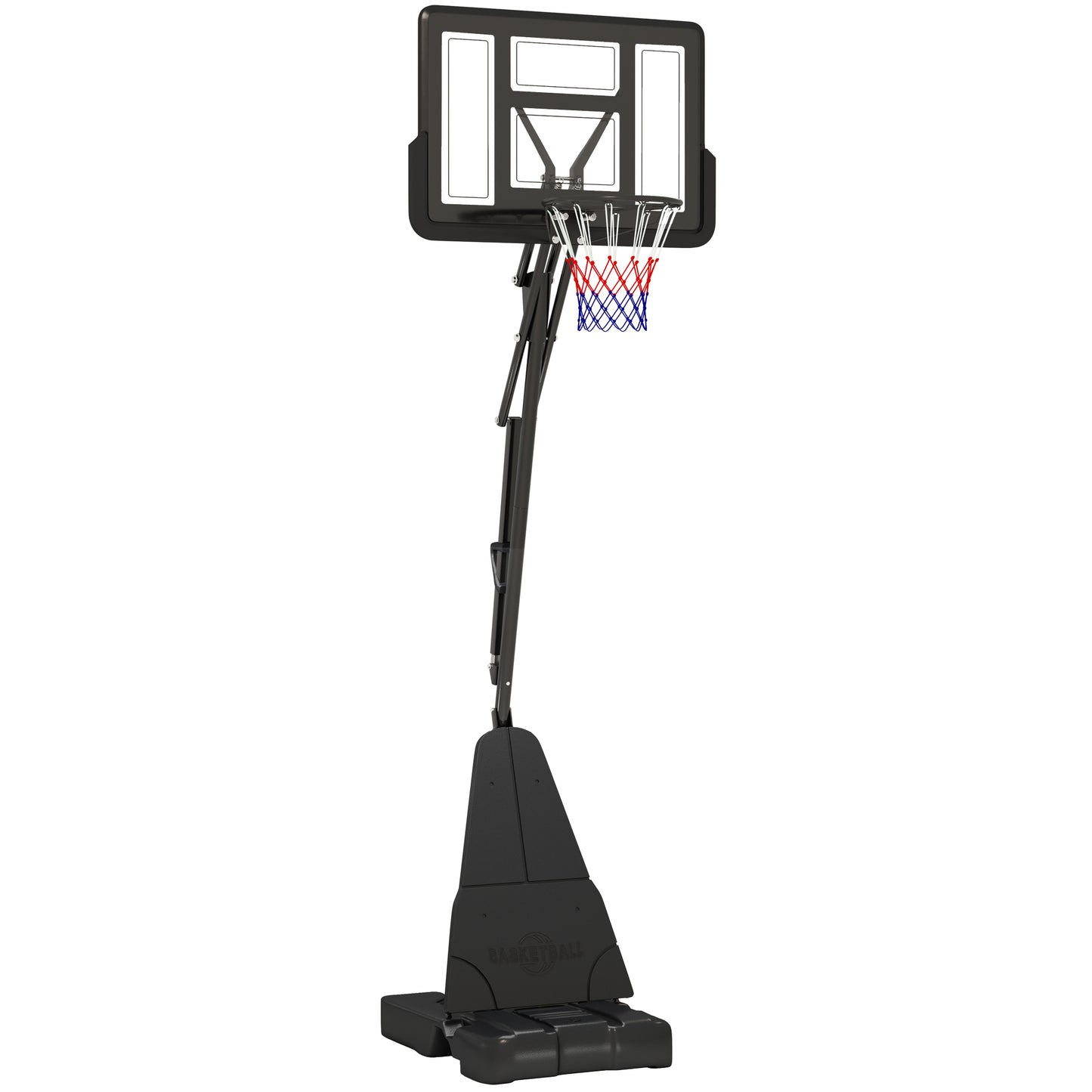 SPORTNOW Basketball Hoop Outdoor, Height Adjustable Basketball Hoop and Stand with Rebound System - Black