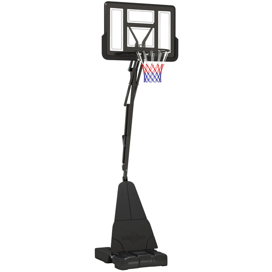 SPORTNOW Basketball Hoop Outdoor, Height Adjustable Basketball Hoop and Stand with Rebound System - Black