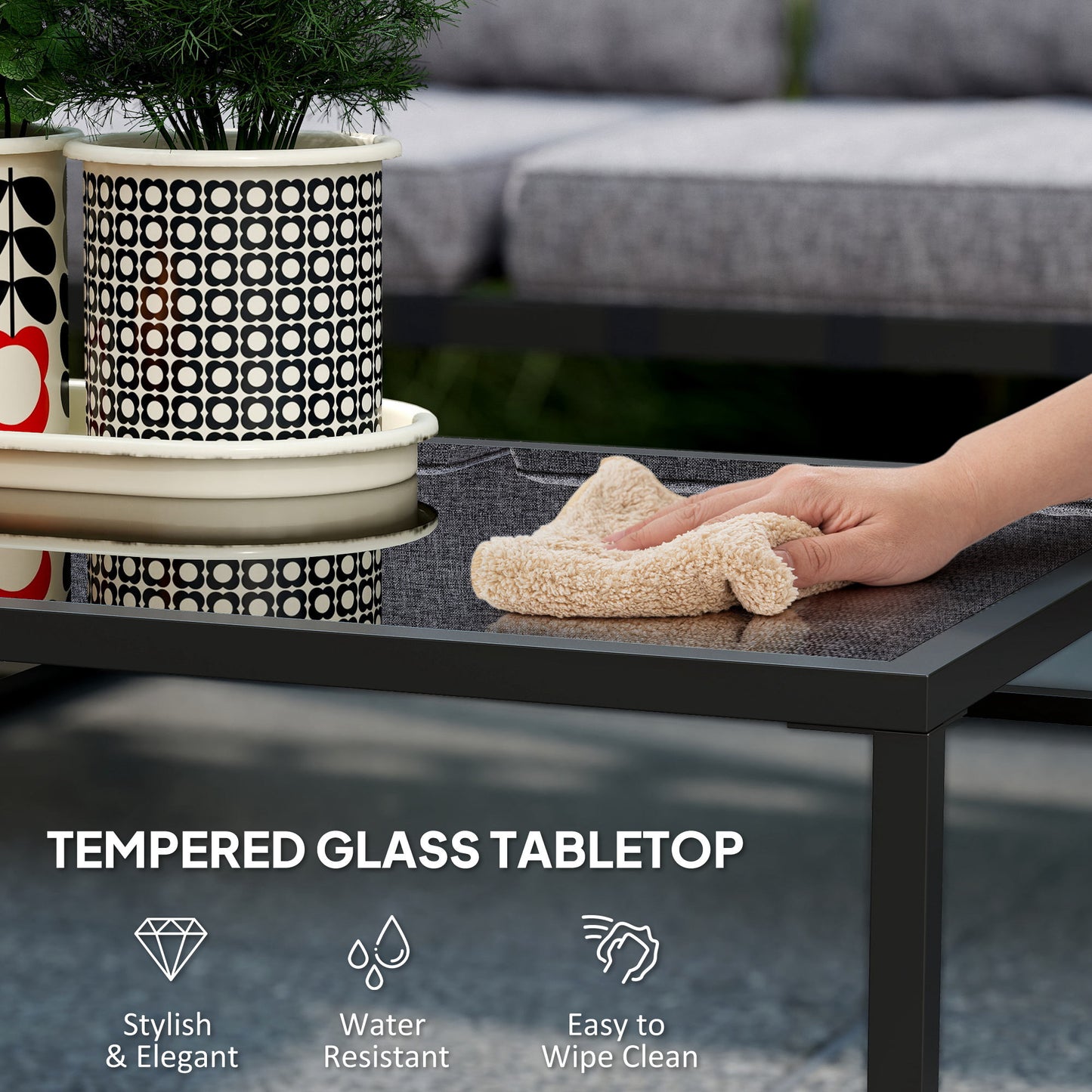 Outsunny Three-Piece L Shaped Garden Furniture Set with Cushions - Grey