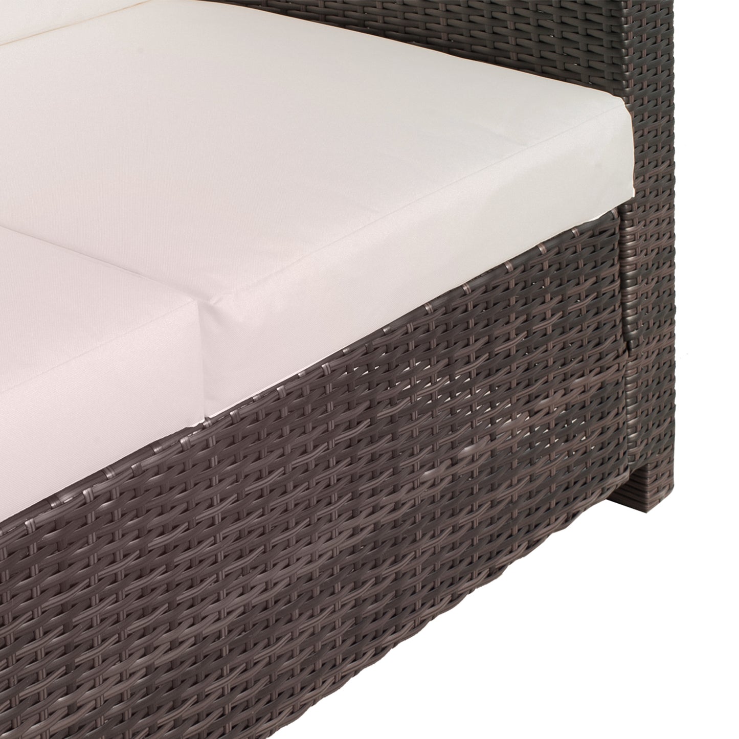 Outsunny 2 Seater Garden Furniture, Rattan Sofa with Soft Padded Cushion and Armrests, Wicker Garden Loveseat for Patio, Mixed Brown