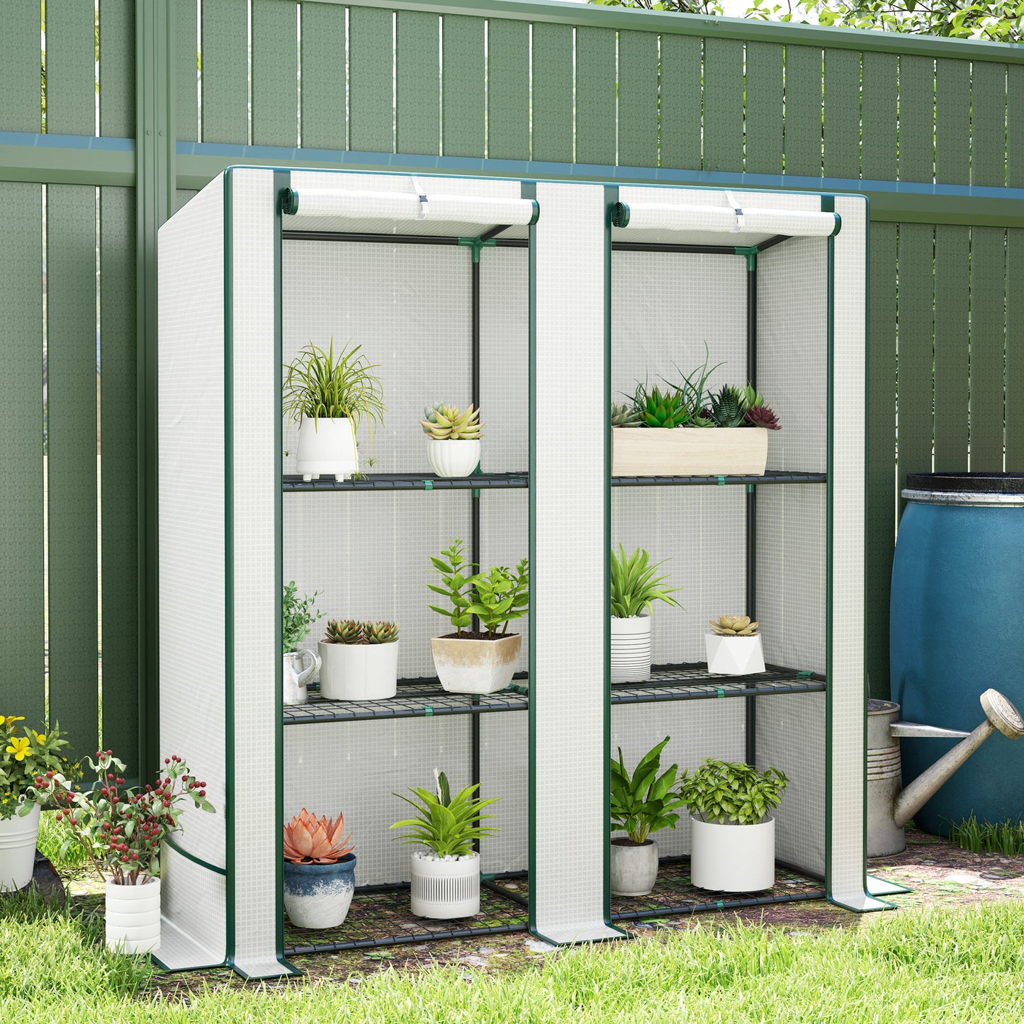Outsunny Three-Tier Mini Greenhouse - Green Border