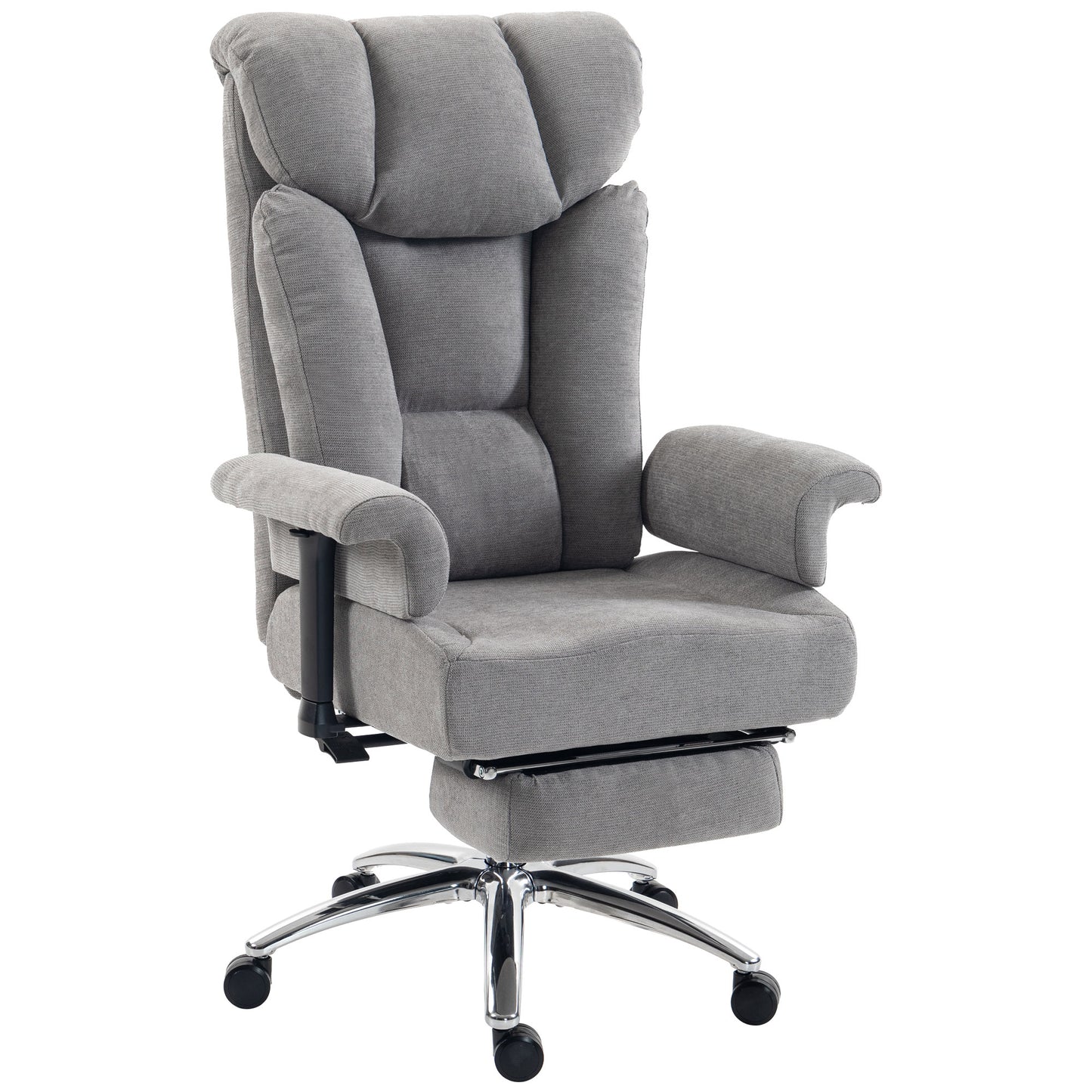HOMCOM Big and Tall Office Chair, 250 kg Heavy Duty Executive Desk Chair with Adjustable Padded Armrests and High Back, Grey