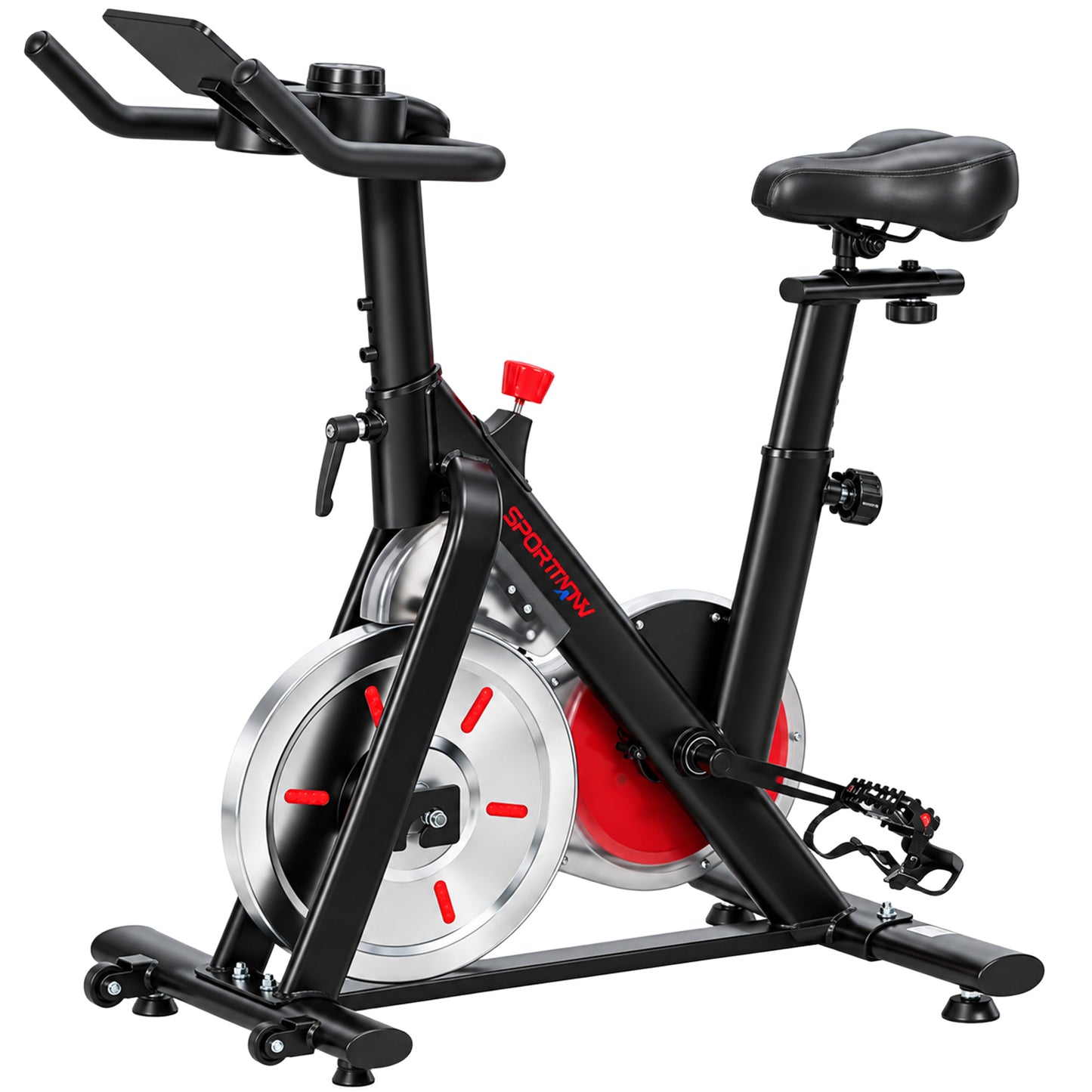 SPORTNOW Exercise Bike for Home Gym with Smart APP, Magnetic Resistance, Adjustable Seat & Handlebars, LCD Display, Wheels