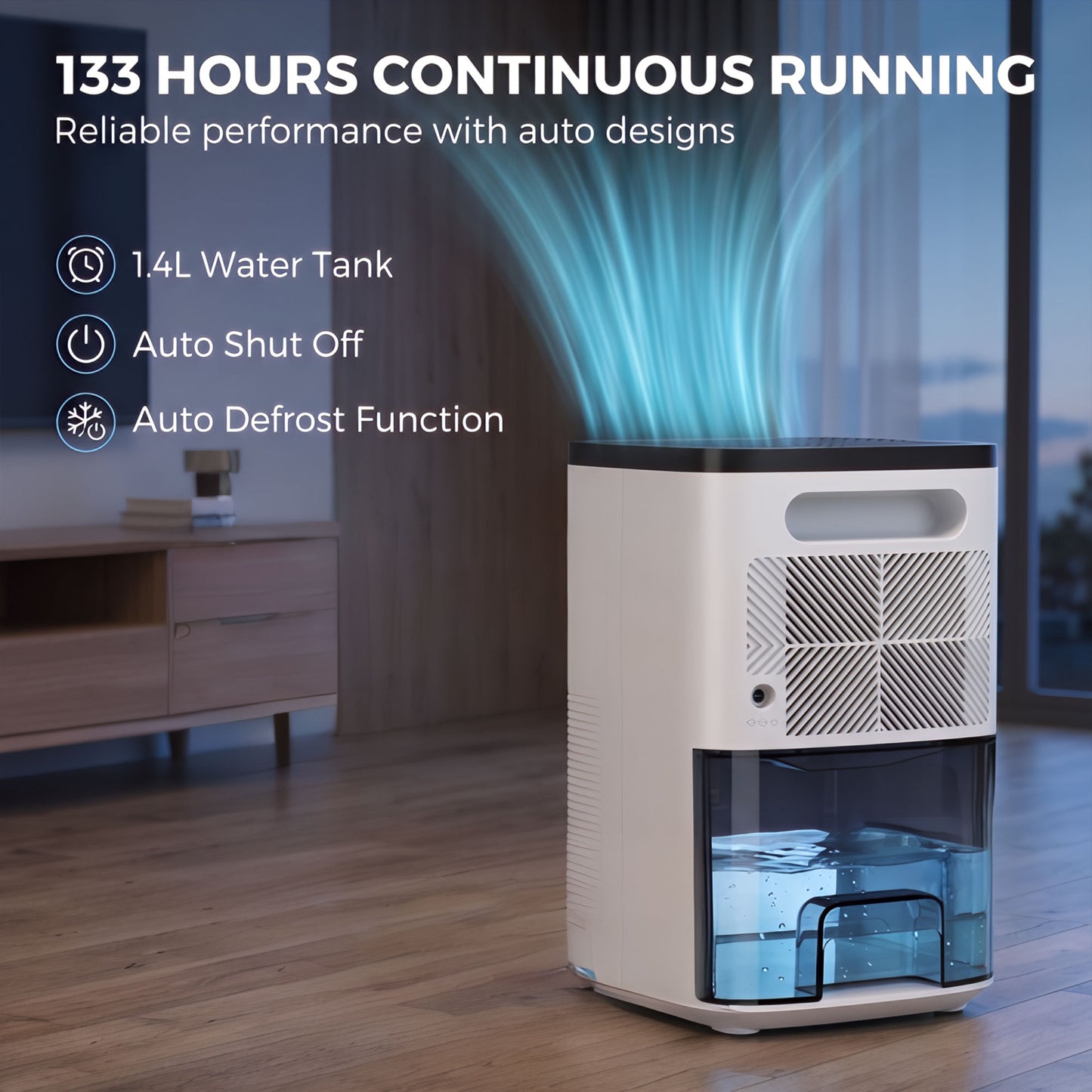 HOMCOM 300mL/Day Small Dehumidifier, RGB Mood Lights, Continuous Drainage, 24H Timer, LED Display, Dehumidifier for Home Damp