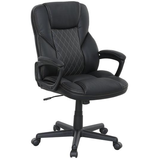 HOMCOM Executive Office Chair, High Back PU Leather Swivel Computer Chair with Tilt Function, Adjustable Height and Armrests, Black
