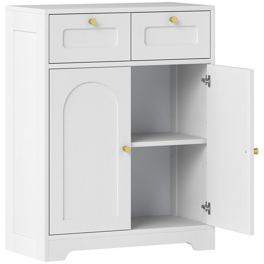 HOMCOM Bathroom Floor Cabinet with 2 Drawers - White