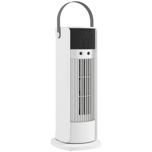 HOMCOM Tower Fan for Bedroom, 16 Inch Mist Desktop Fan with RGB Lights, 3 Speeds, 90° Oscillation, 10H Timer, for Home Office