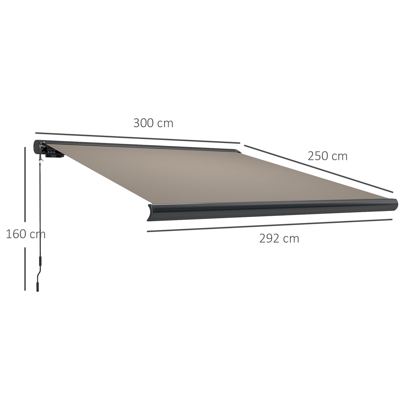 Outsunny 3x2.5m Electric Awning with Remote, Aluminium Frame, UV50+ Sun Shade for Garden Patio, Light Grey