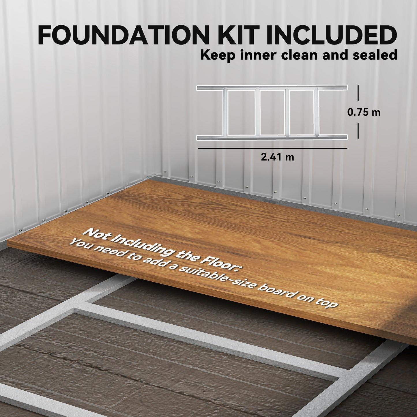 Outsunny Metal Storage Shed Lockable with Foundation Light Grey