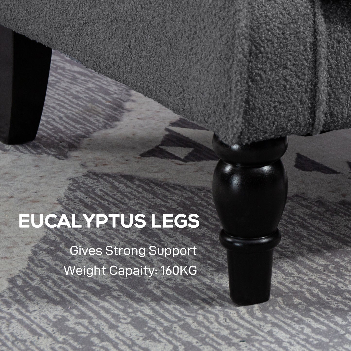 HOMCOM Teddy Fleece Retro Wingback Chair - Grey