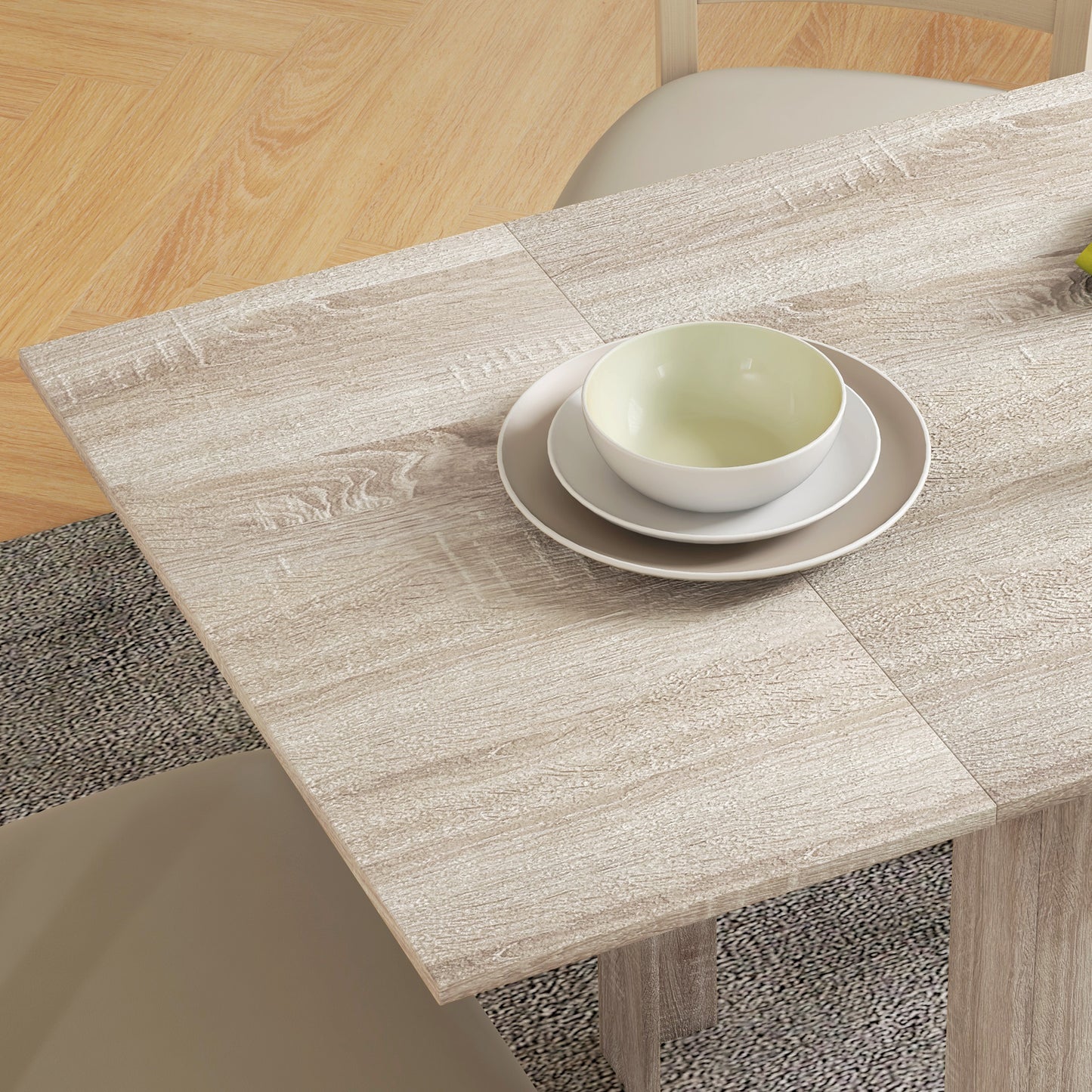 HOMCOM Four-Seater Drop Leaf Dining Table - Wood Effect