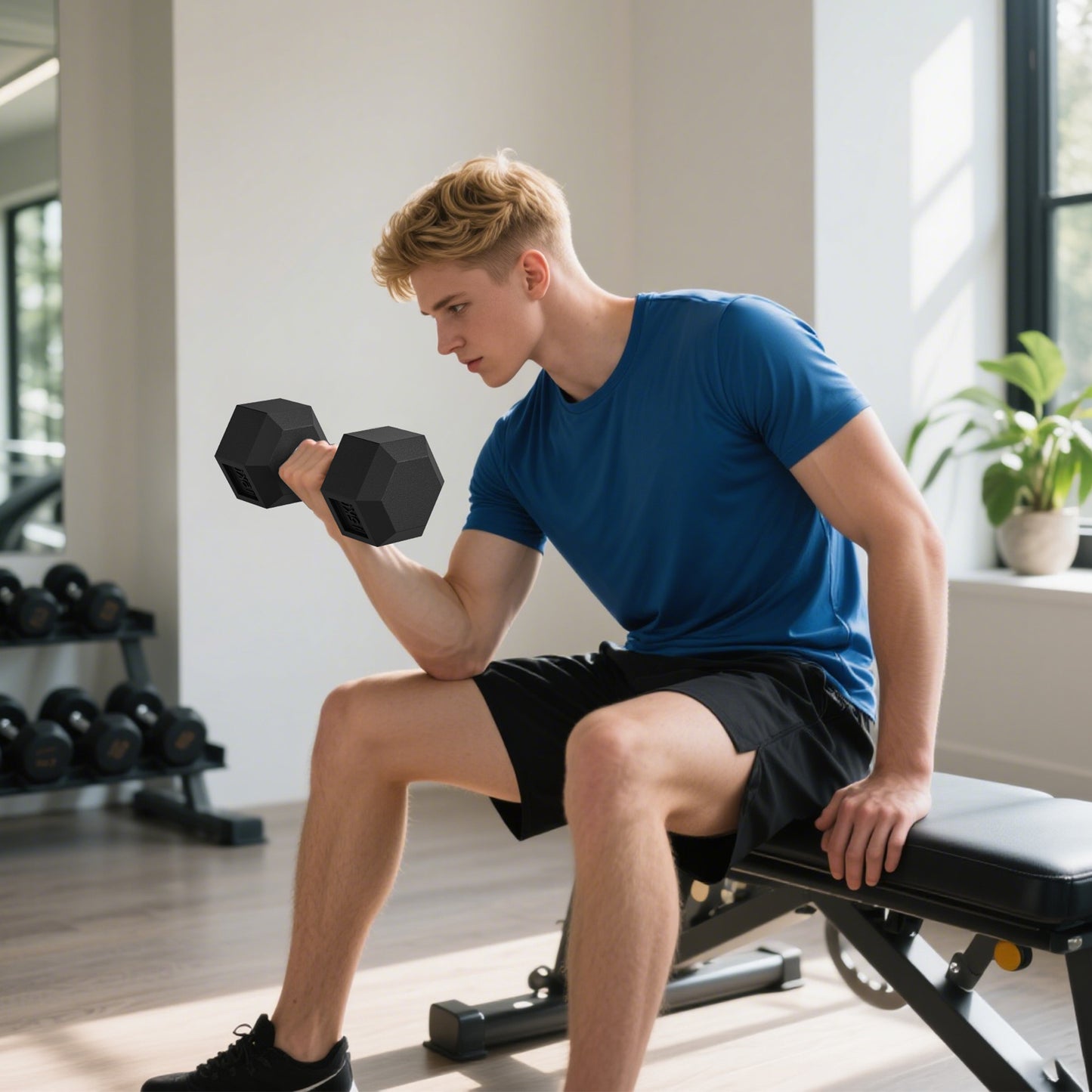 HOMCOM 30KG Rubber Hex Dumbbell Portable Hand Weights Dumbbell Home Gym