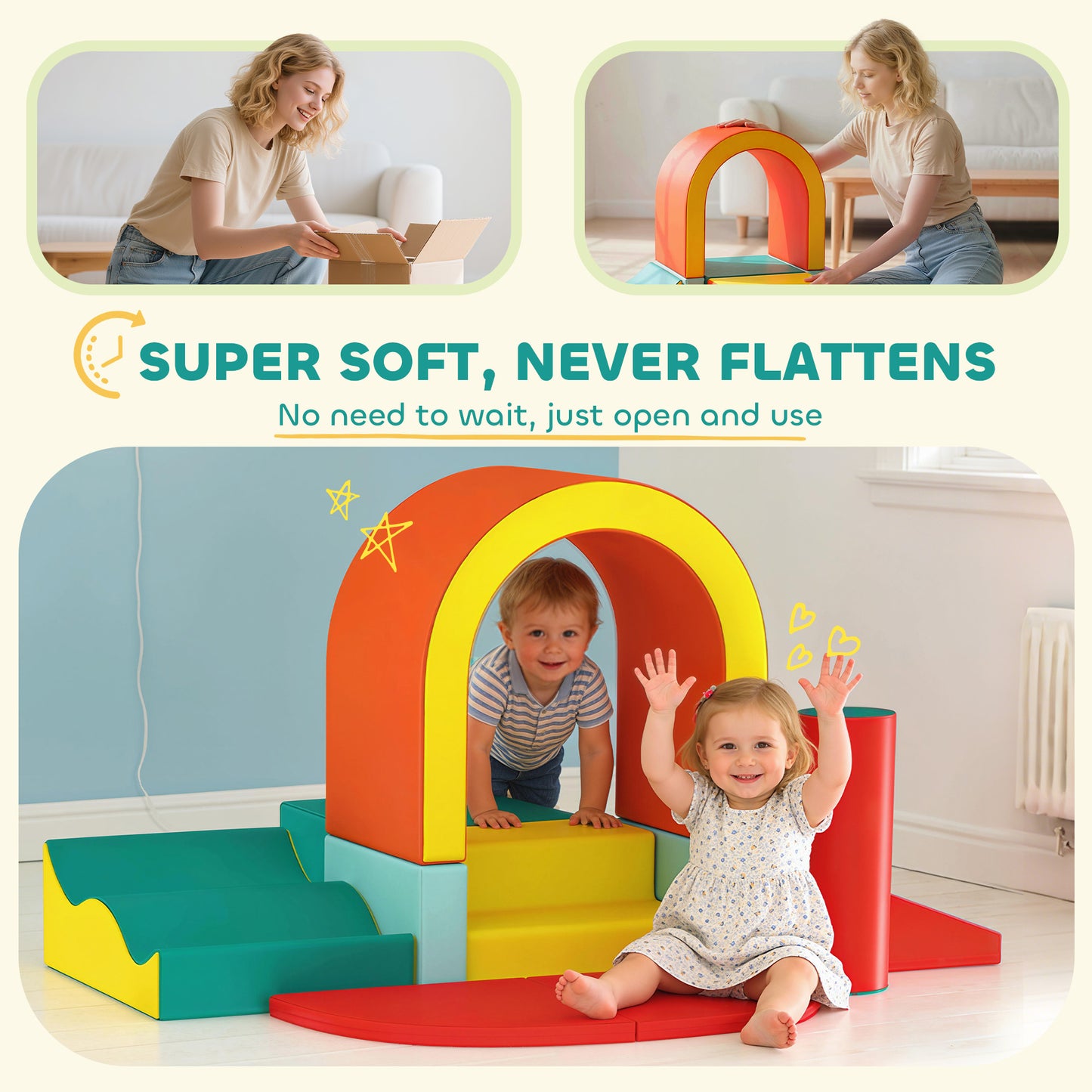 AIYAPLAY Kids Soft Play Set, 10PCs PU Leather Foam Climbing Blocks for Climb and Crawl, Educational Toys for Motor Development