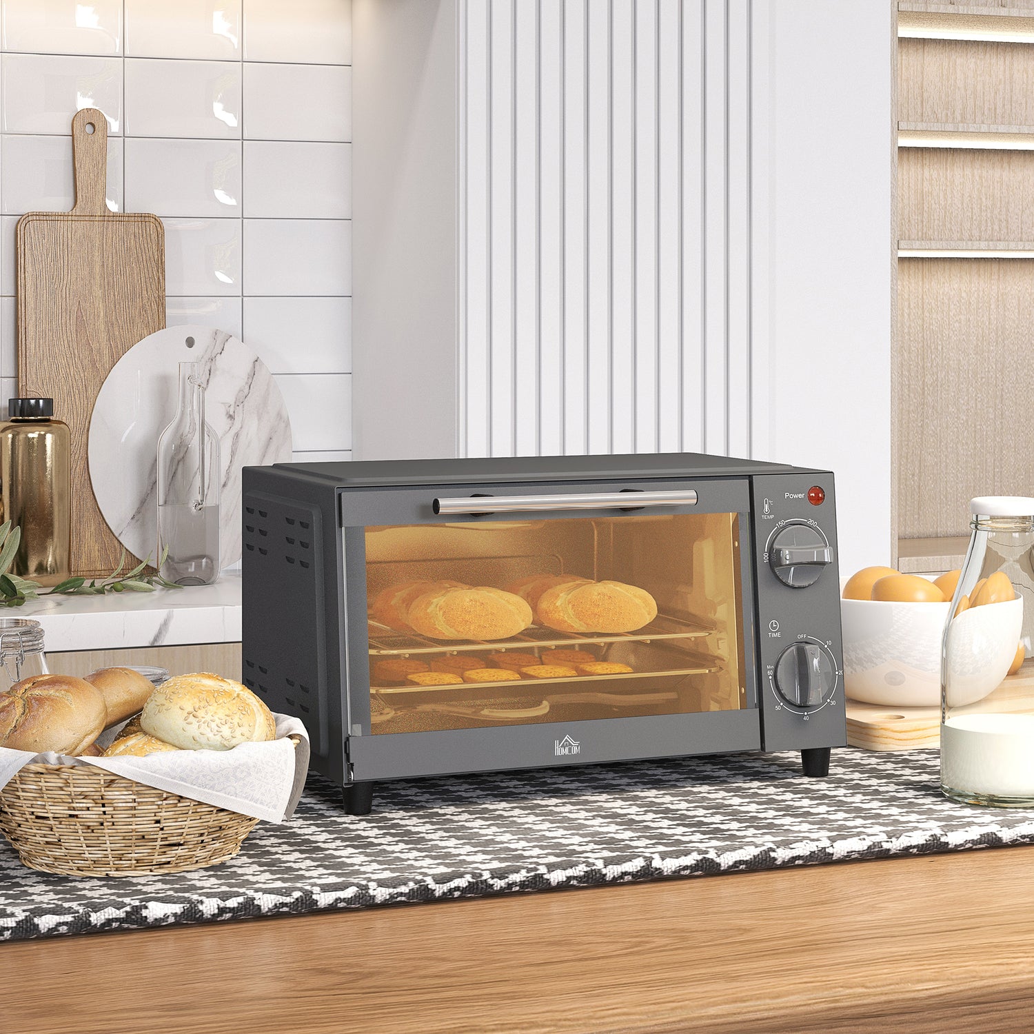 HOMCOM Mini Oven, 9L Countertop Electric Grill, Toaster Oven with
