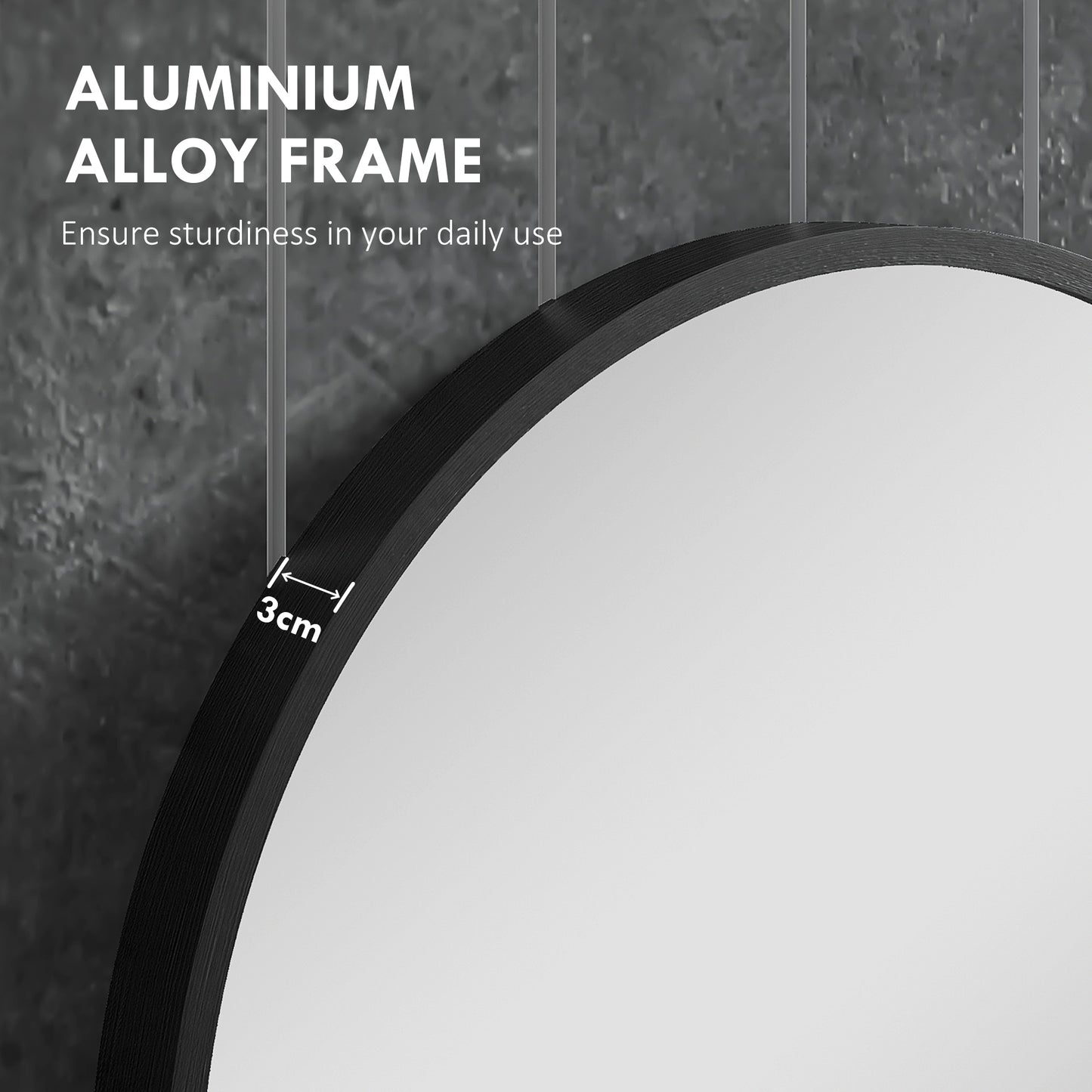HOMCOM 70cm Round Wall-Mounted Vanity Mirror - Black