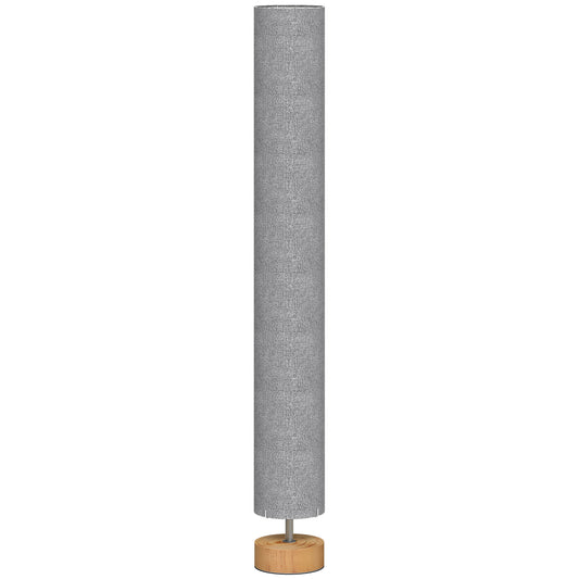 HOMCOM LED Floor Lamp, 120cm Modern Standing Lamp with 3 Colour Temperatures, Linen Shade, Wooden Base, Grey