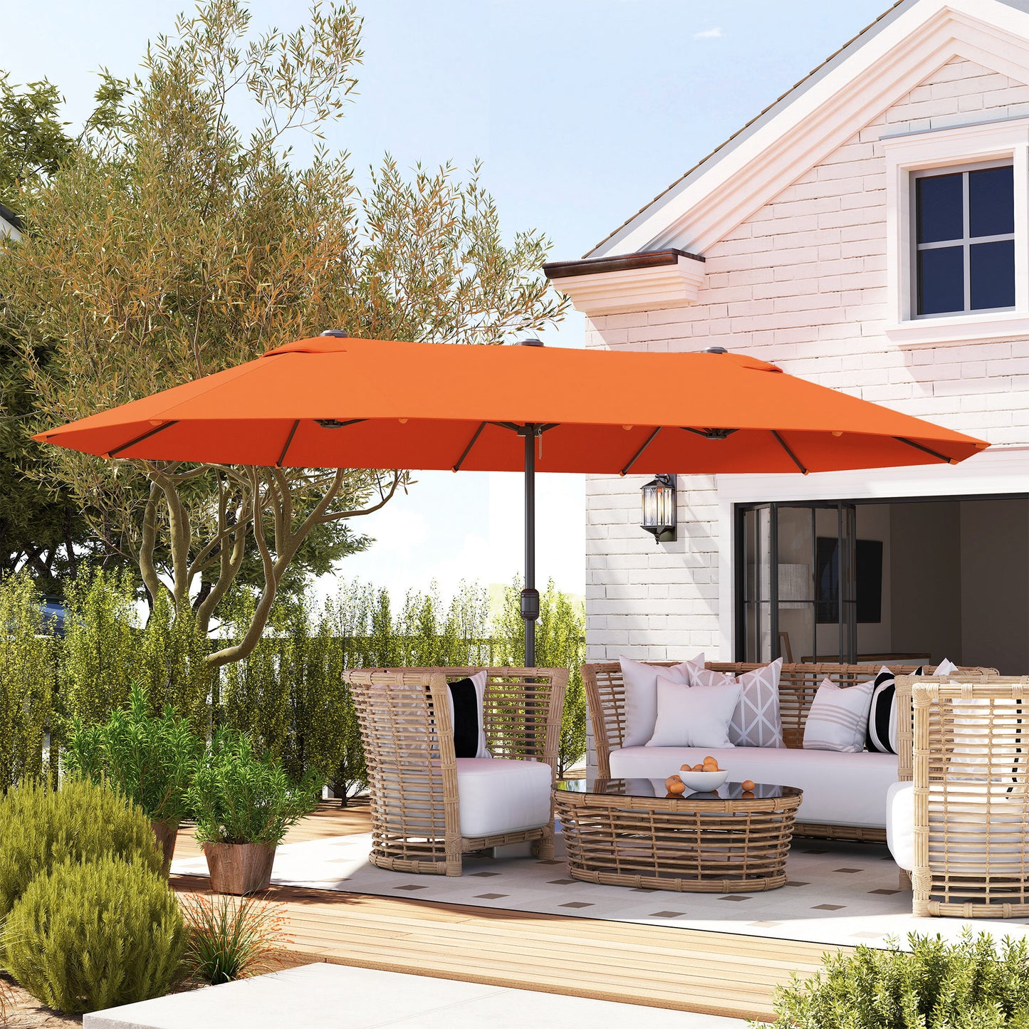 Outsunny 4.6m Double-Sided Garden Parasol - Orange
