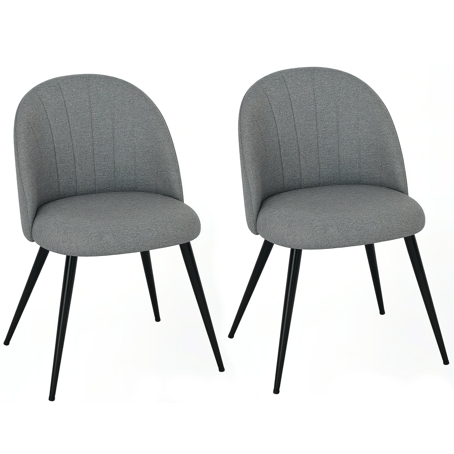HOMCOM Velvet Dining Chairs Set of 2, Upholstered with Metal Legs, Shell Backrest and Padded Seat for Dining, Bedroom, Living Room, Grey
