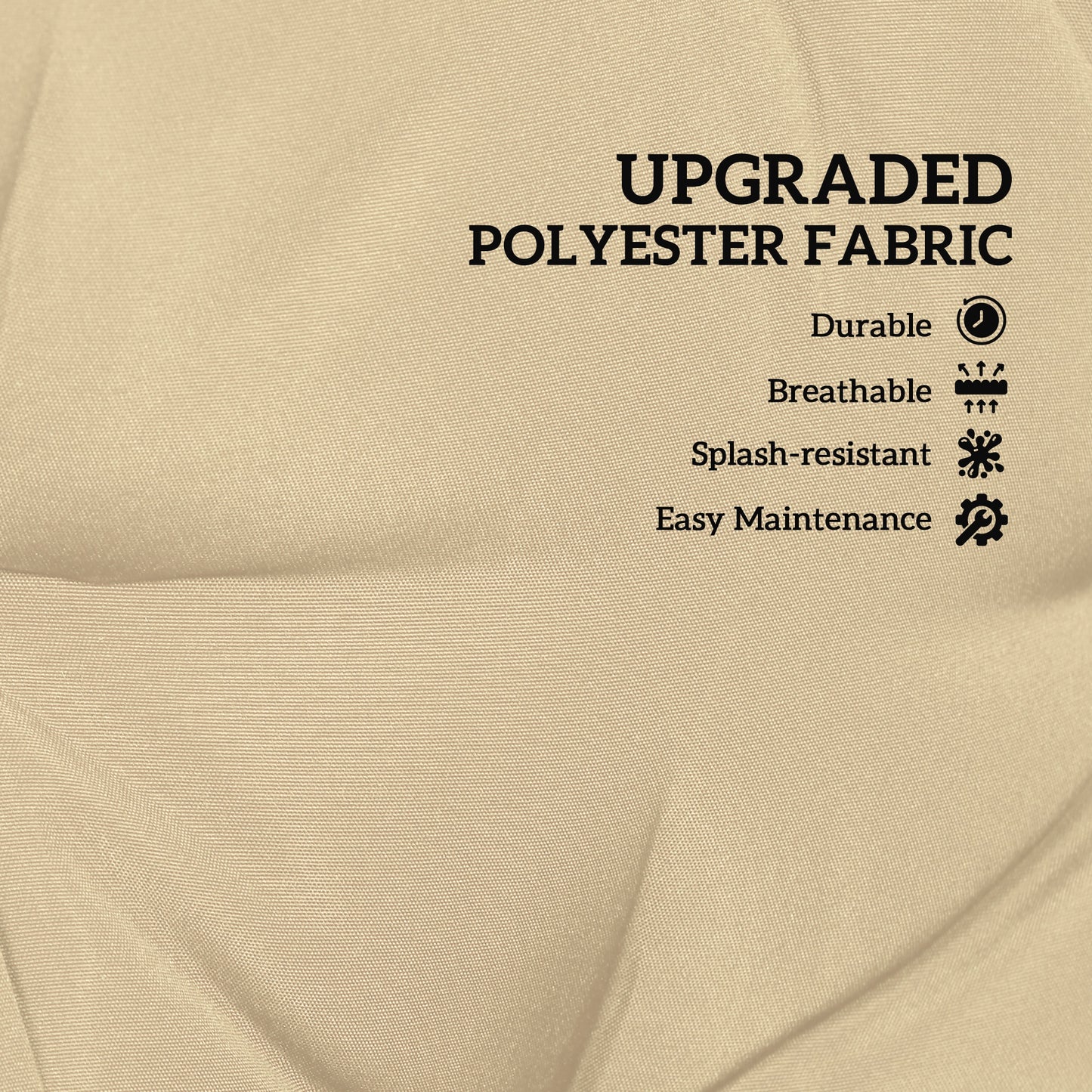 Outsunny 2 Seater Bench Pad, Garden Chair Cushion with Back and Ties for Indoor and Outdoor Use, 98 x 100 cm, Khaki