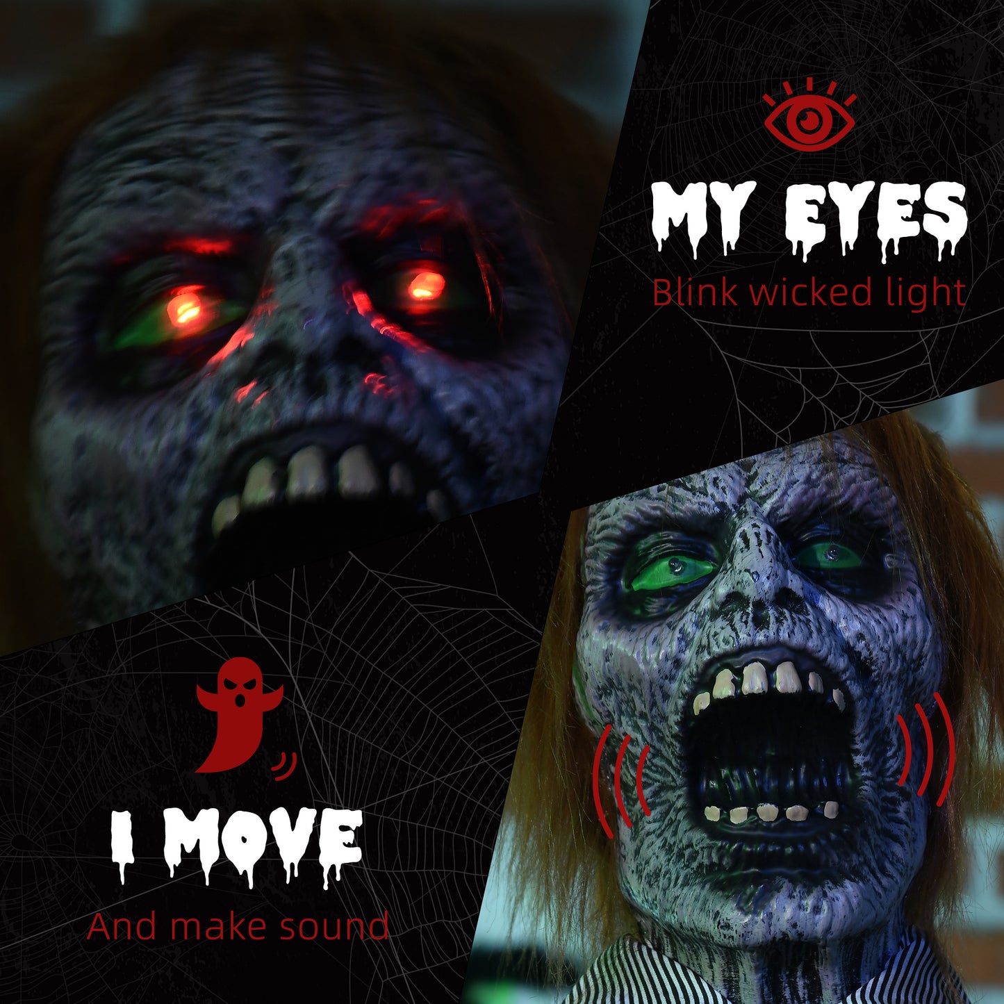 HOMCOM 5.5ft Life Size Animatronic Chainsaw Killer, Sound & Motion Activated Halloween Prop, Light Up Eyes, Posable Arms, Moving Body - Outdoor