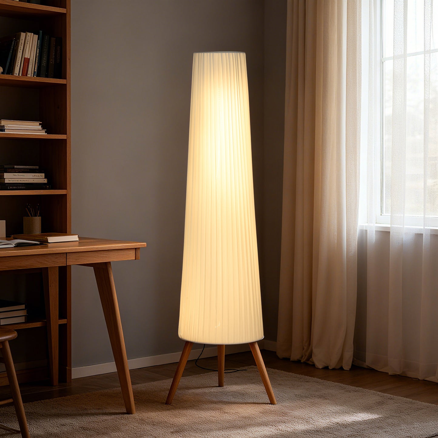 HOMCOM Dimmable Tripod Floor Lamp with Foot Switch, 153cm, White