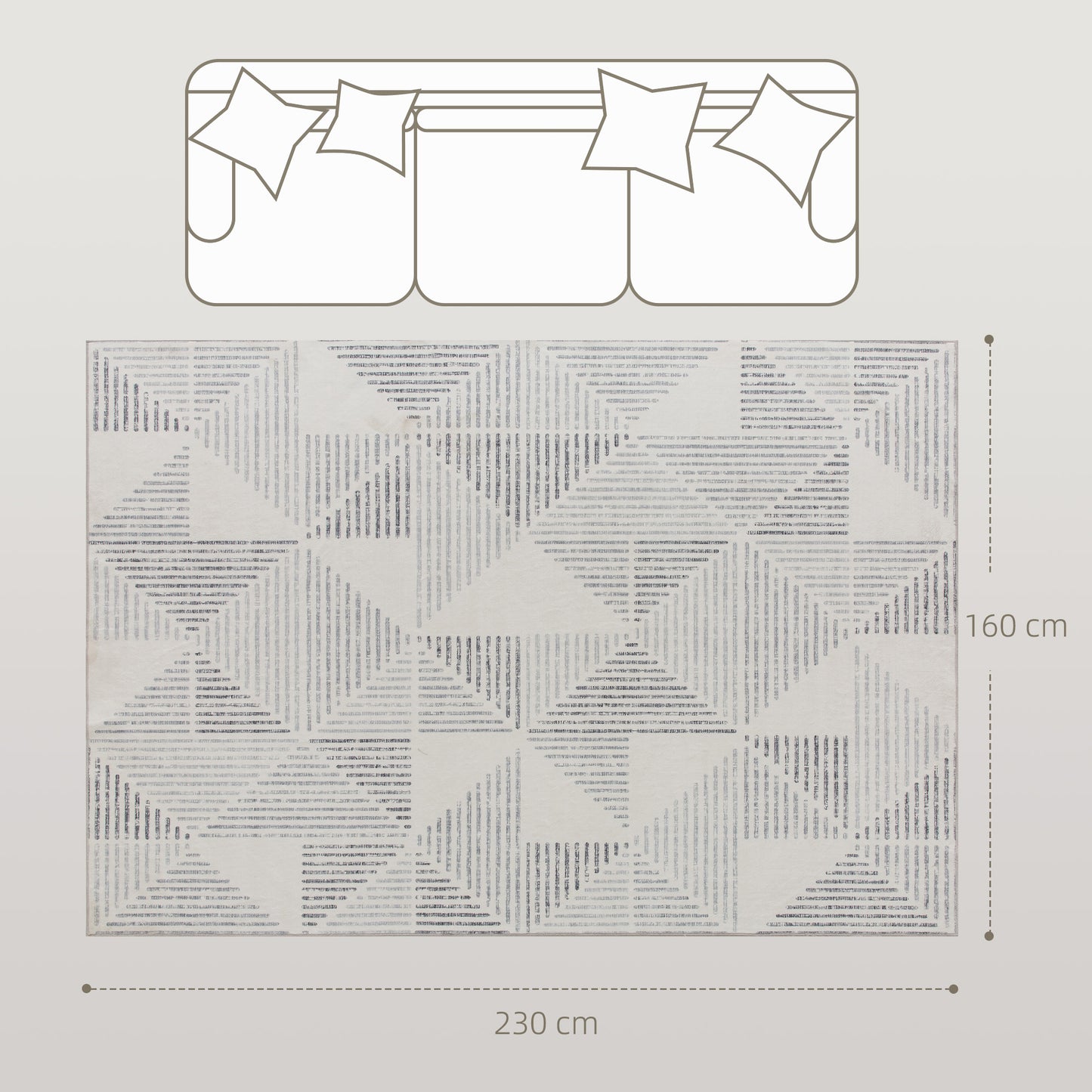 HOMCOM Modern Area Rug, Geometric Non-Slip Washable Soft Floor Carpet for Living Room, Bedroom, Dining Room, 230x160 cm, Grey