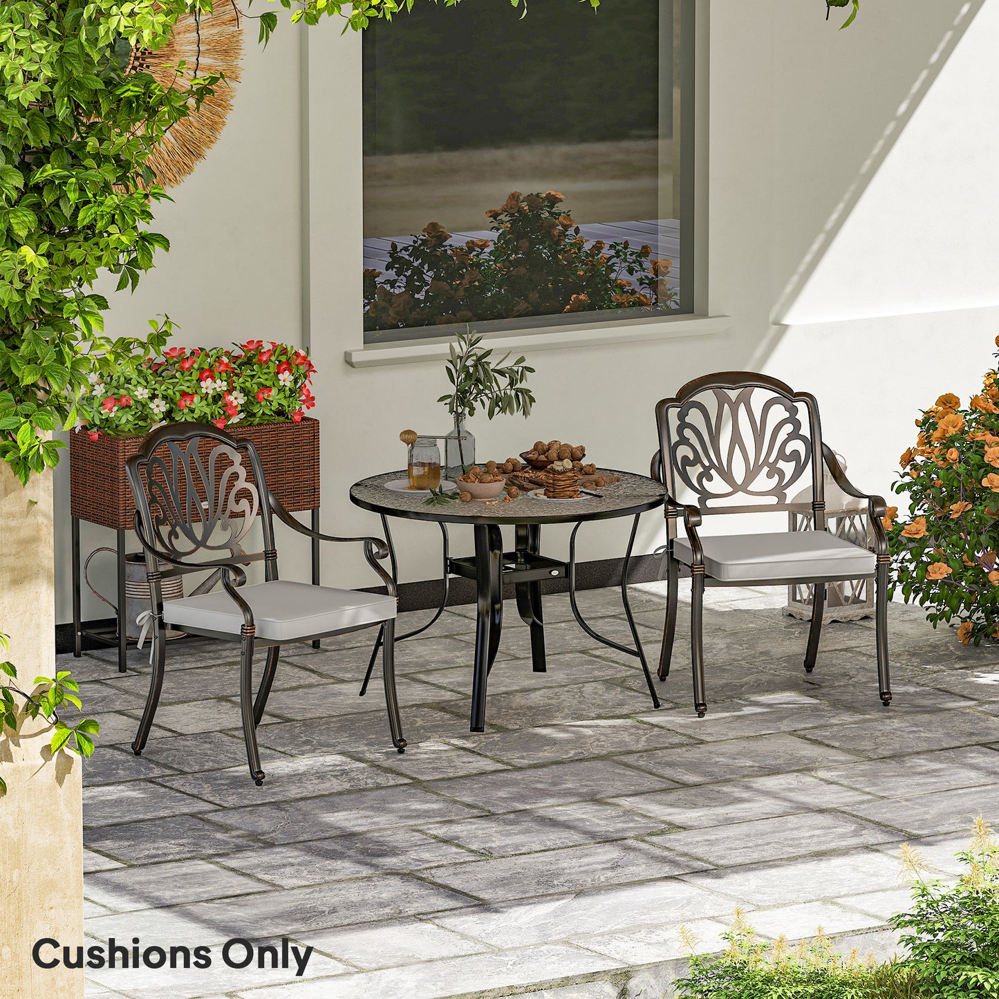 Outsunny Set of 2 Garden Chair Cushions - Light Grey