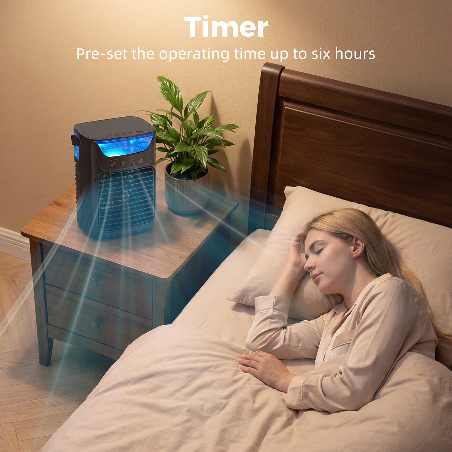 HOMCOM Air Cooler with Adjustable Head, Portable Air Conditioner with 3 Wind Speed, 2 Cool Mist, RGB Light, Black