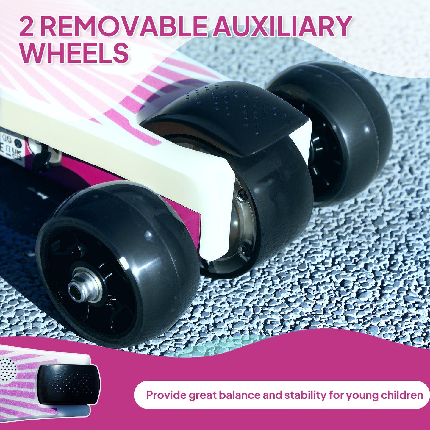 AIYAPLAY Electric Scooter for Kids Ages 4-7, Aux Rear Wheels, LED Light, Electric Brake, 6 KM/H, 8 KM, for Boys & Girls, Purple