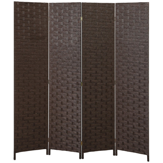 HOMCOM Wave Fibre Freestanding Folding Privacy Screen Panels, Room Divider, Dark Brown