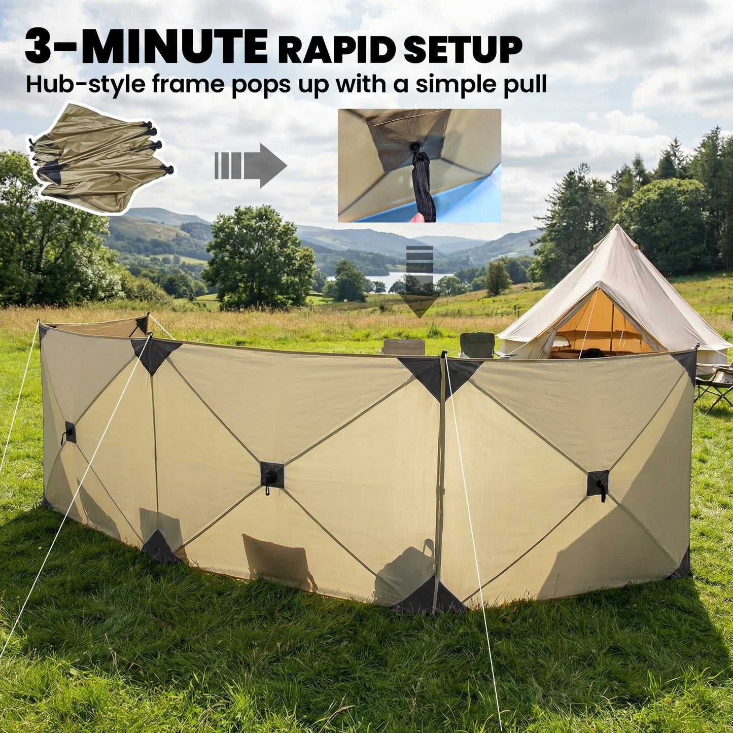 Outsunny Camping Windbreak Pop Up Windbreaker Blocker for Beach Caravan Outdoor 480 x 120 cm