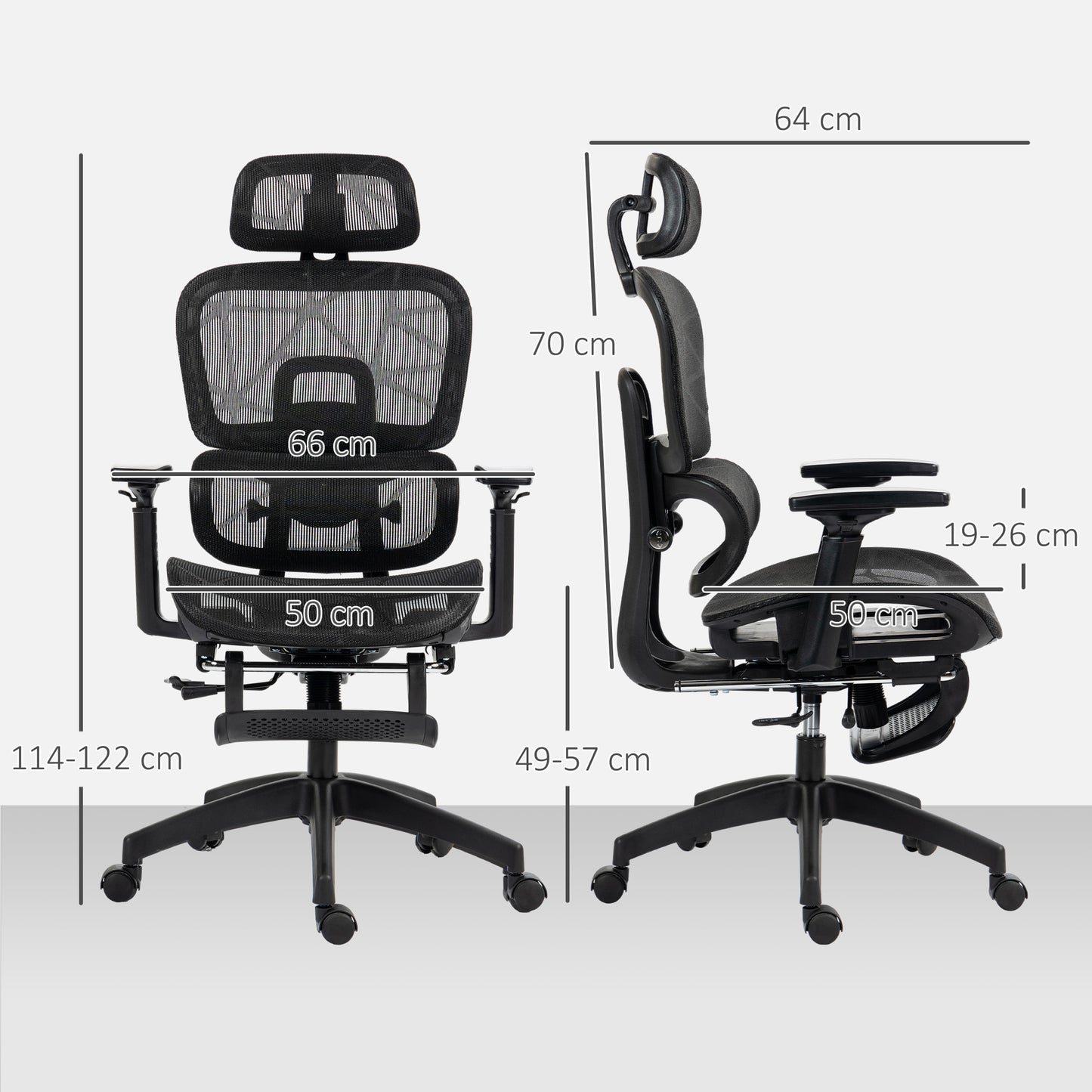 HOMCOM Executive Office Chair with Reclining Function, Headrest, Footrest Black