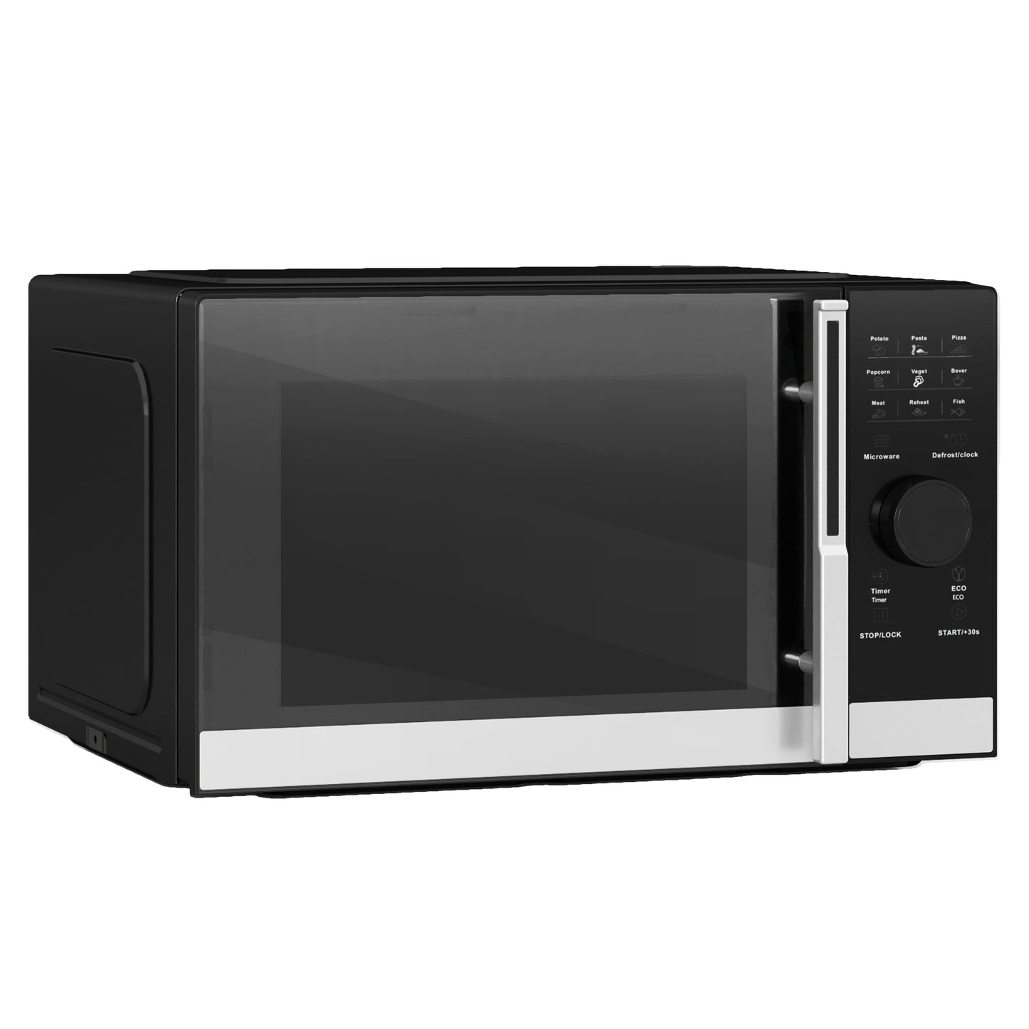 HOMCOM 23L 800W Digital Solo Microwave, 10 Power Levels, Auto Defrost, 8 Cook Menus, Timer, Black