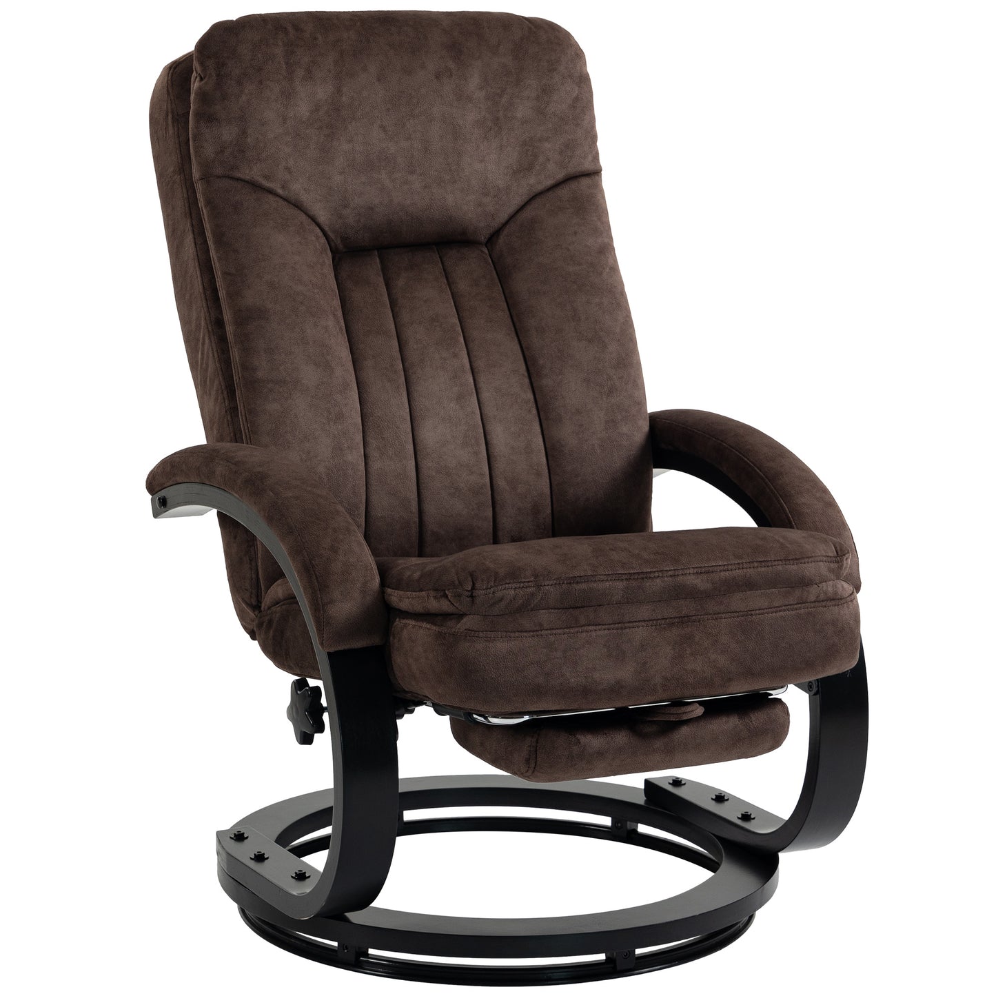 HOMCOM Swivel Recliner Chair, Velvet Recliner Armchair with Retractable Footrest, Dual-Layer Cushion, High Back, Dark Brown