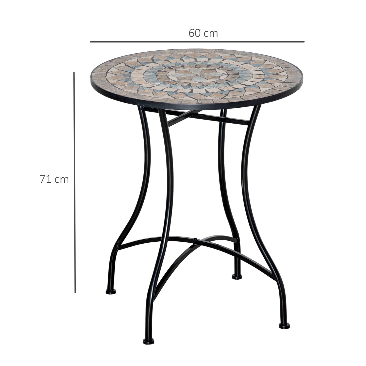 Outsunny Ø60cm Mosaic Outdoor Patio Table - Green