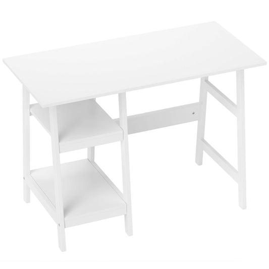 HOMCOM Compact Computer Desk with Storage Shelves, Study Table with Bookshelf, Easy Assembly, 106 x 51cm, for Home Office, White