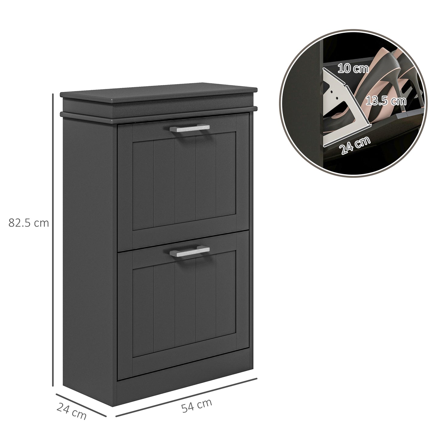 HOMCOM Two-Drawer Minimalistic Shoe Storage Cabinet, for 10 Shoes, Black