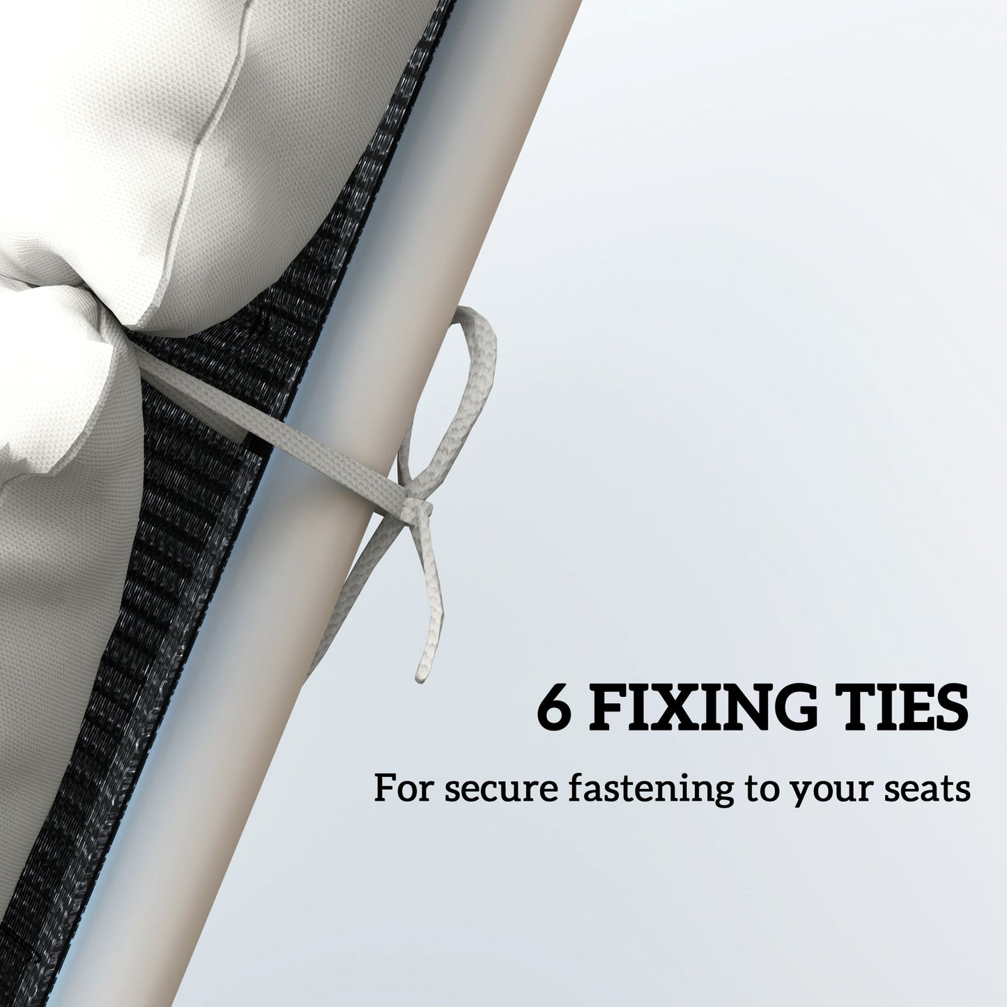 Outsunny Sun Lounger Cushion, 190x56x10cm, UPF20+ Fabric, Replacement with 6 Ties, Light Grey