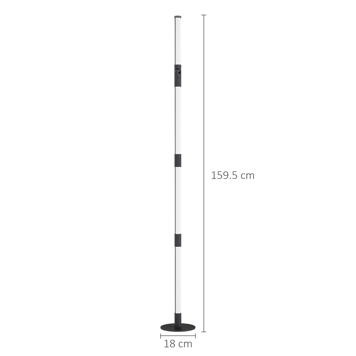 HOMCOM LED Floor Lamp, 360° RGB Detachable Corner Floor Lamp with App & Remote Control, Dark Grey