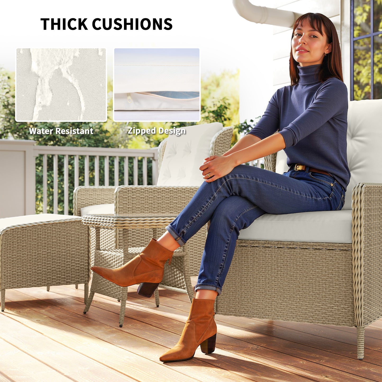 Outsunny Five-Piece Reclining Rattan Chair Set - Light Grey